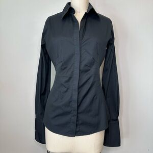 Farinaz Taghavi Black Button Down Long Sleeve Blouse